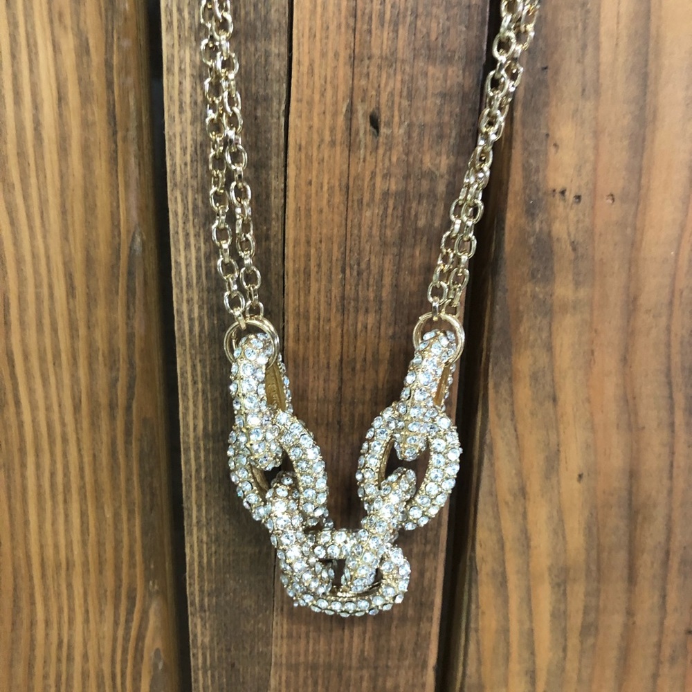 Mossimo gold chain link rhinestone necklace - Picture 6 of 10